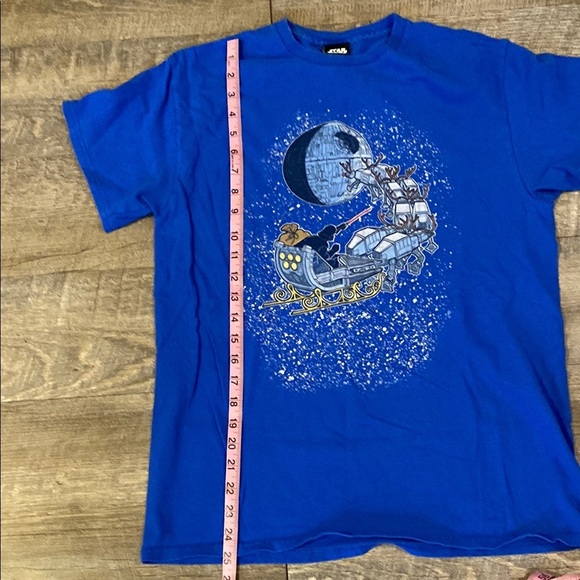 Blue Graphic T-Shirt with Santa and Moon Design - Picture 6 of 9